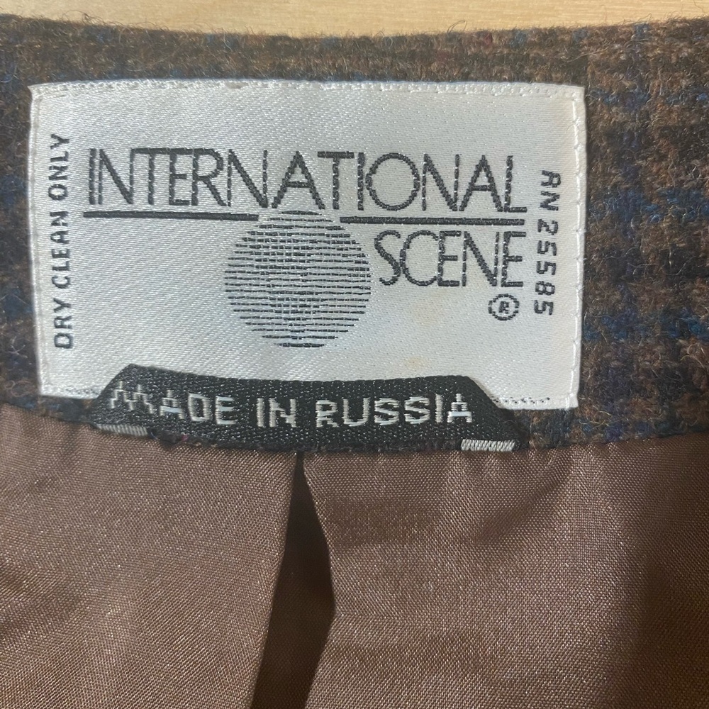 International Scene Wool Plaid Patchwork Vest Mad… - image 5